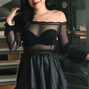 Polka dot/sheer crop top